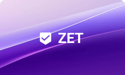 Logotipo de ZET sobre un fondo degradado violeta